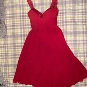 David’ Bridal Size 4 Red with Sequined Straps